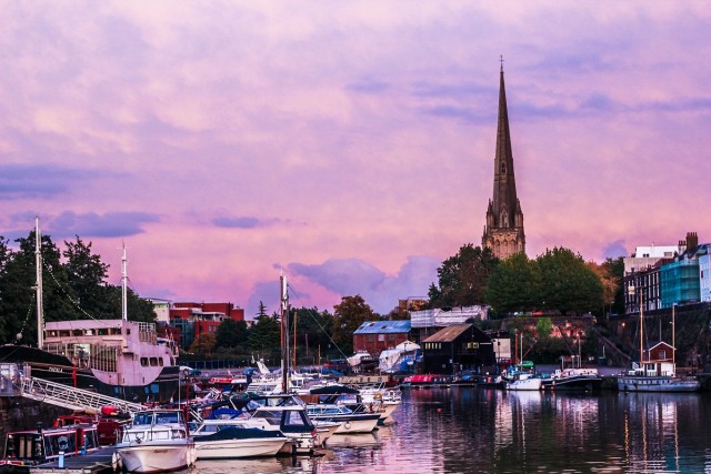 Atardecer en Brístol y curso de inglés